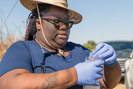 Danielle Jones collecting samples