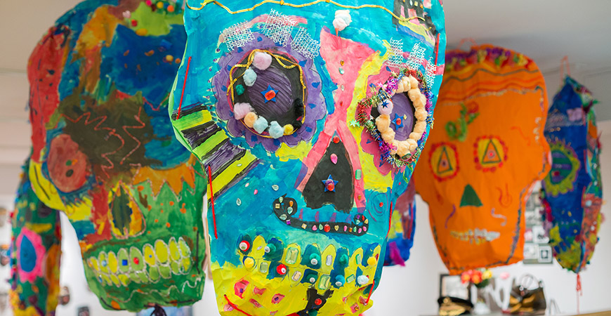Skulls, or calaveras in Spanish, are a traditional symbol of Dia de los Muertos.