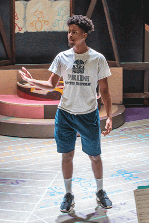 Patrick Hamilton rehearsing on stage