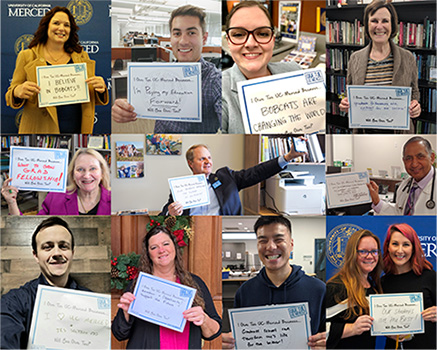 Collage of selfies and signs of support