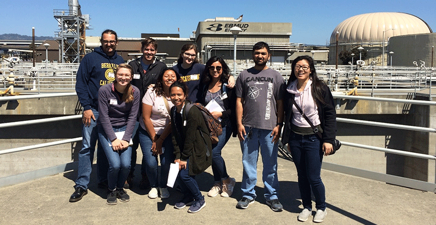Professor Beutel and class at wastewater treatment plant