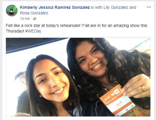 Social media post from Kimberly Jessica Ramirez Gonzalez about rehearsals and the show