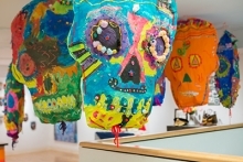 Livingston pupils created these "calaveras" with the help of UC Merced arts students.